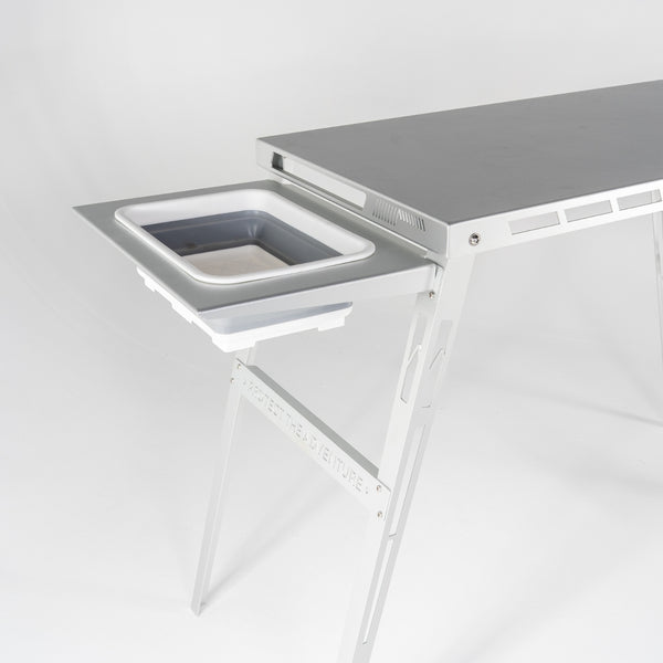 Studio side‑angled product photo of the Table Extension ‑ Sink emphasising its lightweight build (1.5 kg) and compact design.
